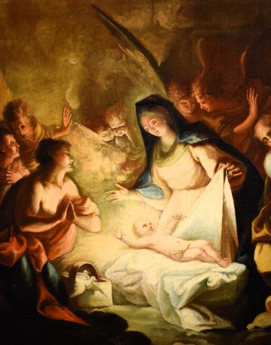 XVIIIe siècle - La Nativité et l'adoration des bergers- école vénitienne du XVIIIe siècle